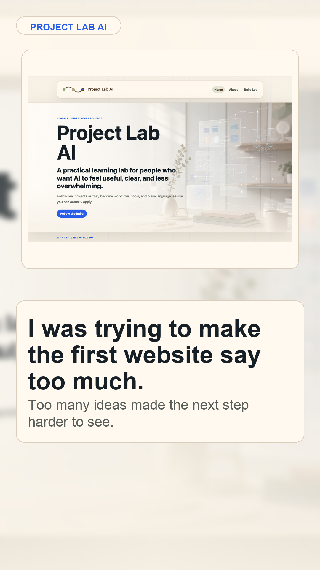 Project Lab AI website homepage build preview